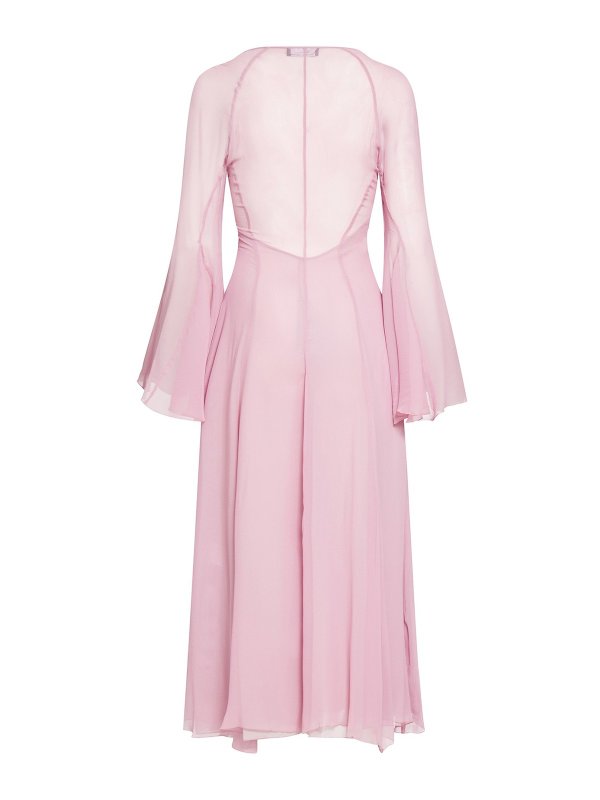BLUMARINE: maxi dresses online - Semisheer dress with knot on neckline