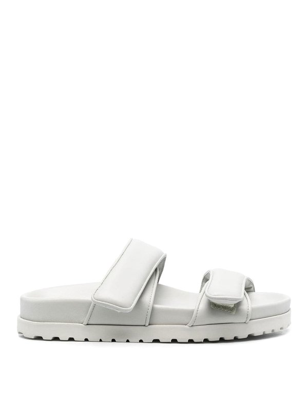 GIA BORGHINI: sandals - Double-strap leather flat sandals