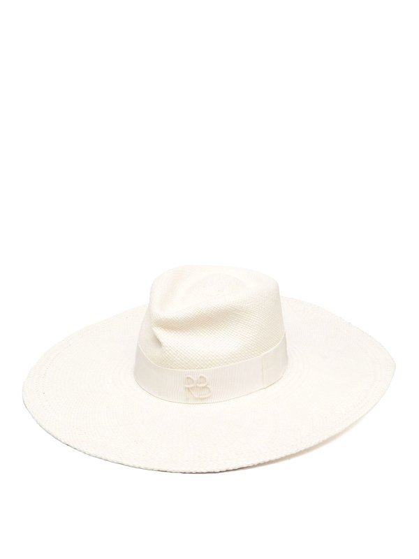 RUSLAN BAGINSKIY: hats & caps - Woven wicker designed sun hat with logo