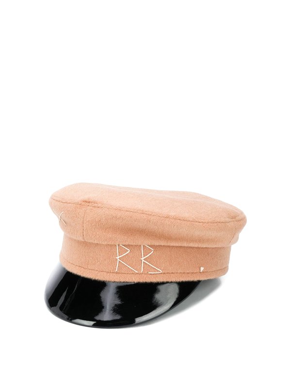 RUSLAN BAGINSKIY: hats & caps - Wool embroidered-logo baker boy hat