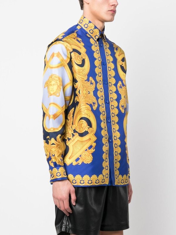 iKRIX VERSACE: shirts - Baroque-pattern silk print shirt