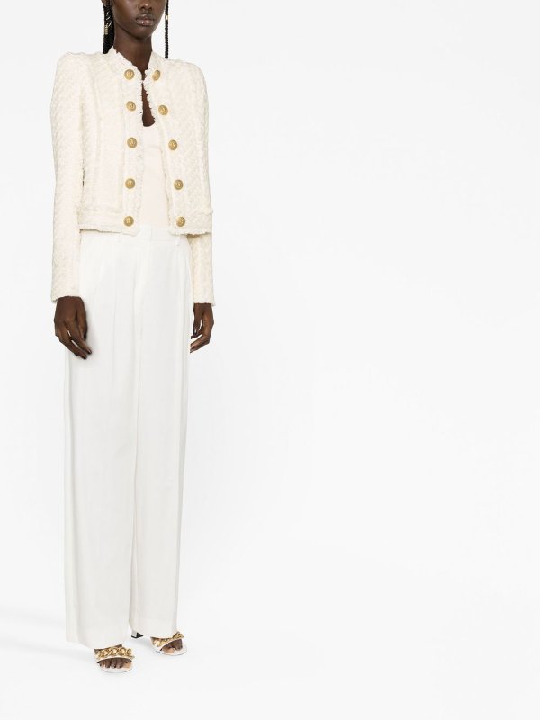 Balmain: casual jackets online - Double-breasted tweed jacket