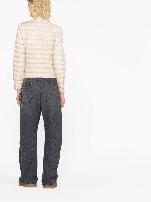 Logo patch padded zipped jacket shop online: DUVETICA