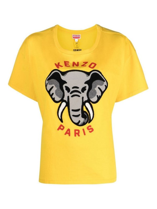 KENZO: t-shirts - Round neck cotton t-shirt with print