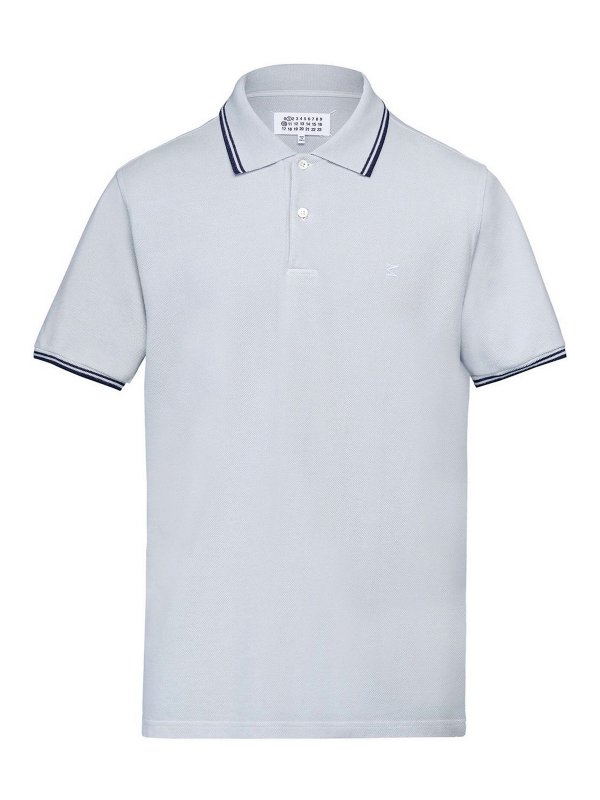 Maison Margiela: polo shirts - Cotton stripe-trim polo shirt