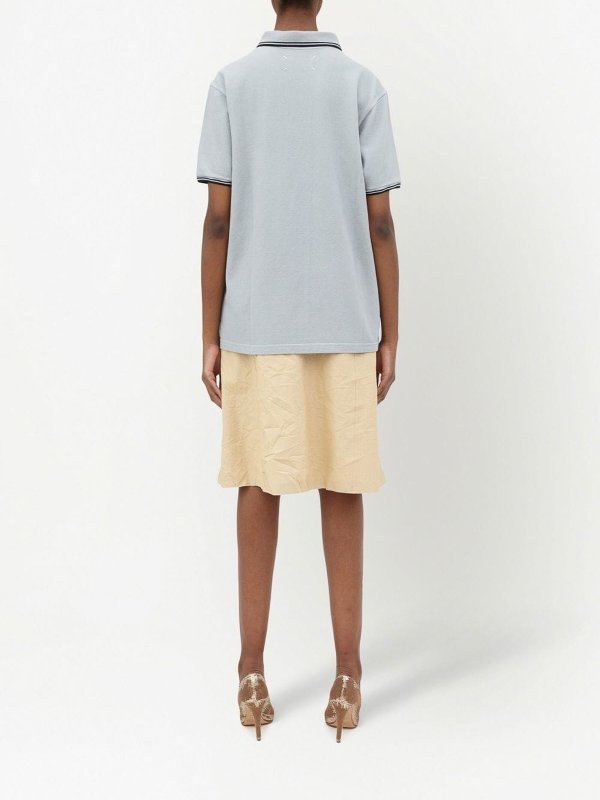 Cotton stripe-trim polo shirt shop online: Maison Margiela