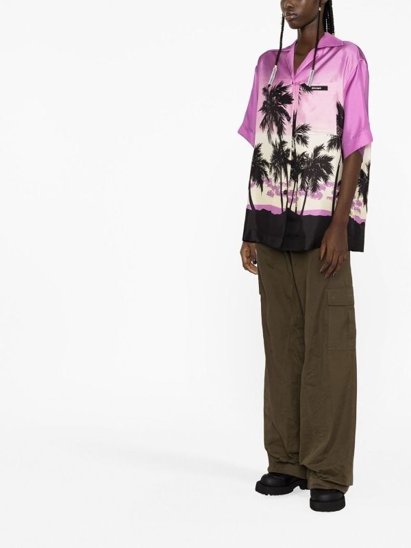 Palm Angels: shirts online - Printed silk shirt with notched collar