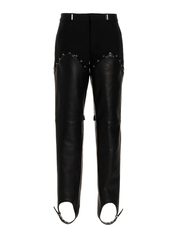 DION LEE: Pantalones de cuero - Pantalones De Cuero - Negro