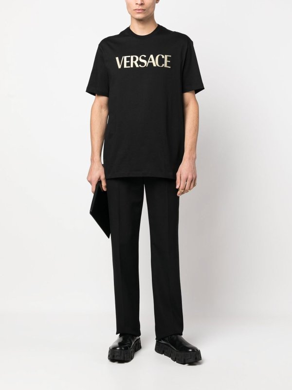 VERSACE: t-shirts online - Logo print Tee