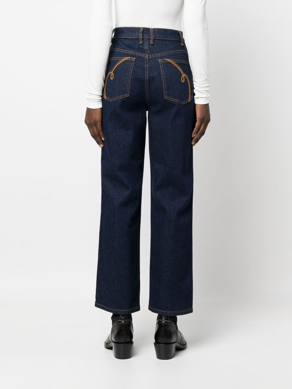 ストレートジーンズ - ダークウォッシュ shop online: TORY BURCH