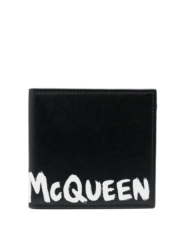 Graffiti logo-print leather bi-fold wallet