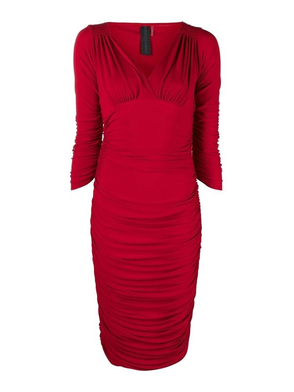 Norma Kamali: ニーレングスドレス - 膝丈ドレス - 赤