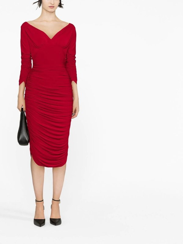 iKRIX Norma Kamali: ニーレングスドレス - 膝丈ドレス - 赤