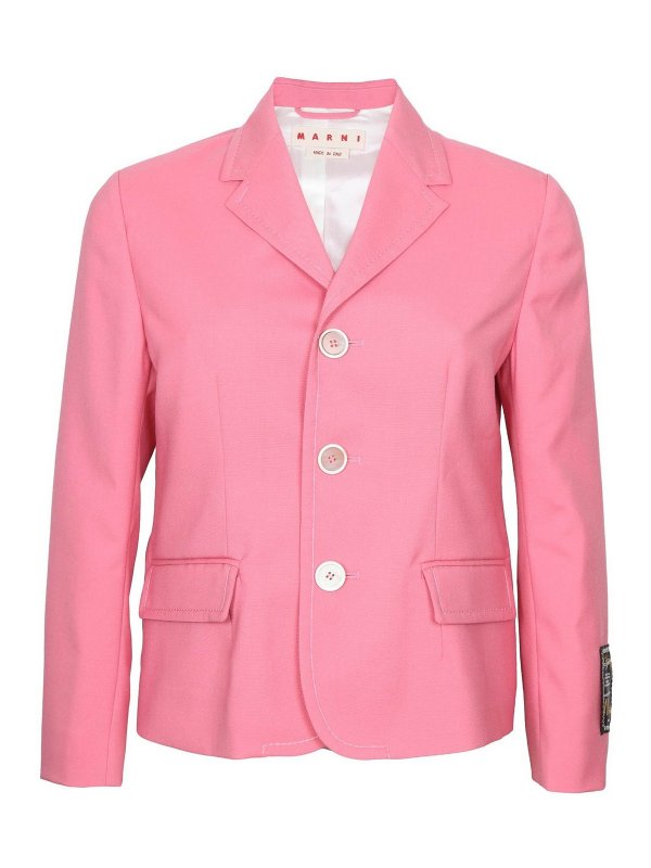 Marni: blazers - Wool blazer with tortoiseshell buttons