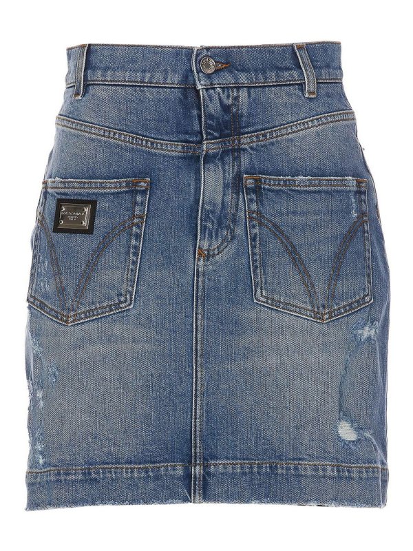 DOLCE & GABBANA: mini skirts - Mini denim jean skirt