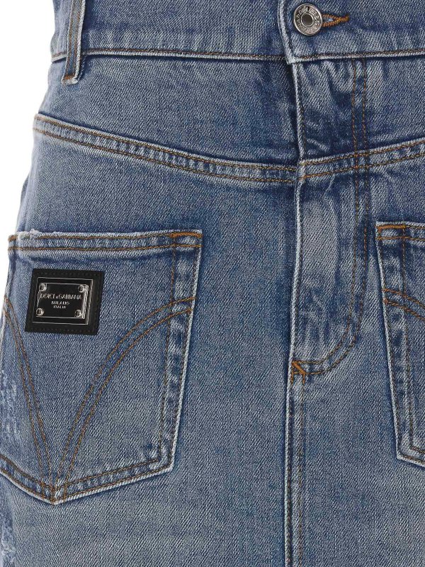 Mini denim jean skirt shop online: DOLCE & GABBANA