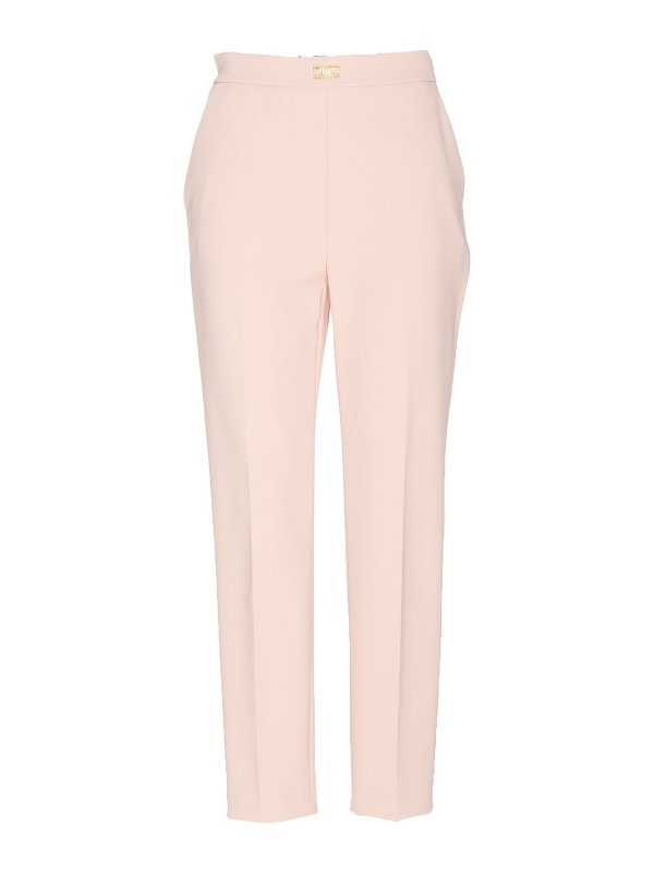 ELISABETTA FRANCHI: casual trousers - Golden logo skinny trousers