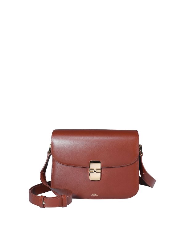 A.P.C.: shoulder bags - Brown leather shoulder bag