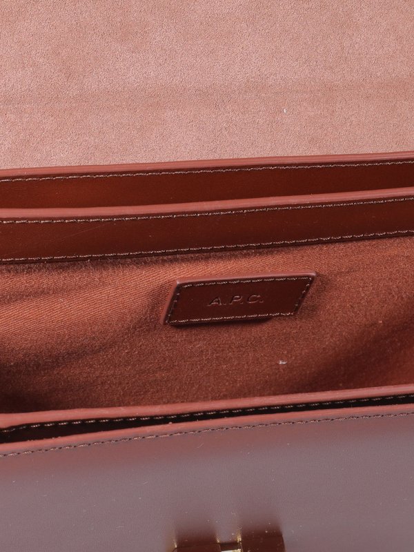 Brown leather shoulder bag shop online: A.P.C.
