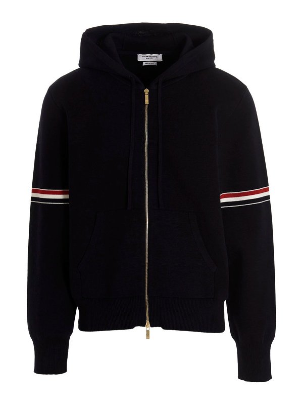 THOM BROWNE: Sweatshirts & Sweaters - Contrast band hoodie