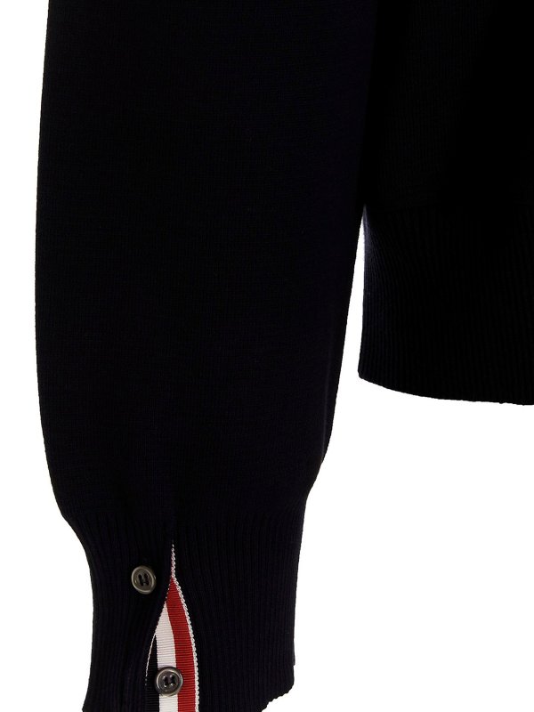 Contrast band hoodie shop online: THOM BROWNE