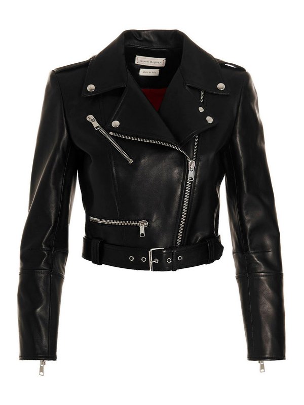 ALEXANDER MCQUEEN: Lederjacken - Lederjacke - Schwarz