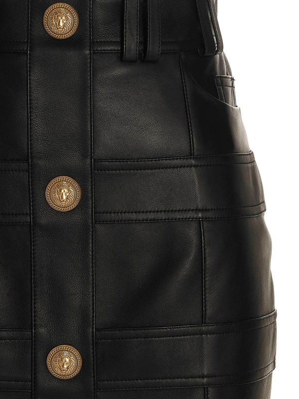 pence uafhængigt Perseus Leather skirts Balmain - Lion button leather skirt - AF1LA263LB240PA