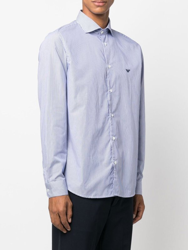 EMPORIO ARMANI: shirts online - Slim-fit cotton shirt with pinstripe pattern