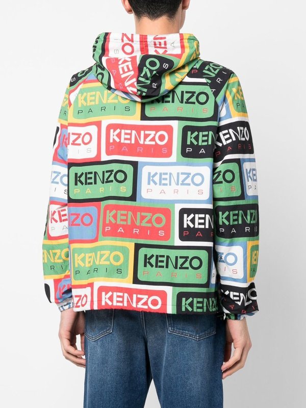 Labeled  half-zip windbreaker with hoodie shop online: KENZO