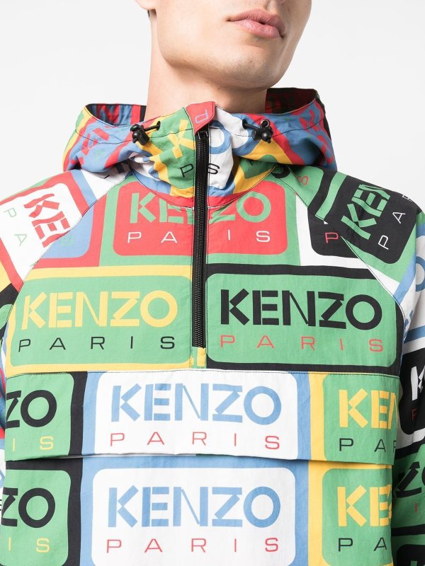 KENZO buy online Labeled  half-zip windbreaker with hoodie