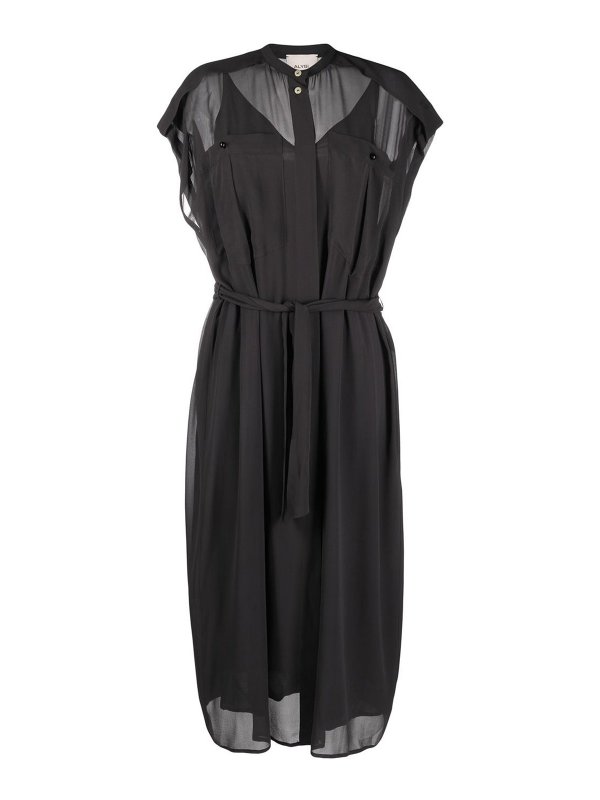 ALYSI: maxi dresses - Silk dress with transparent effect