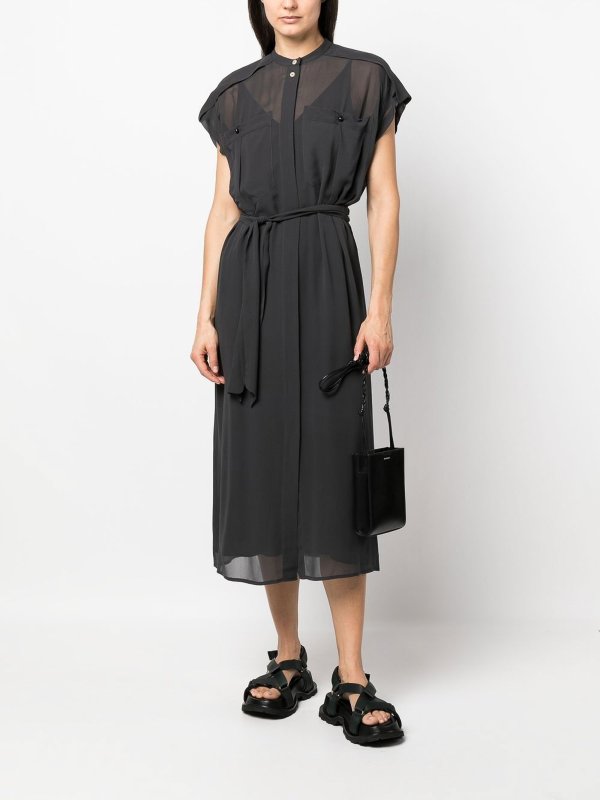 ALYSI: maxi dresses online - Silk dress with transparent effect