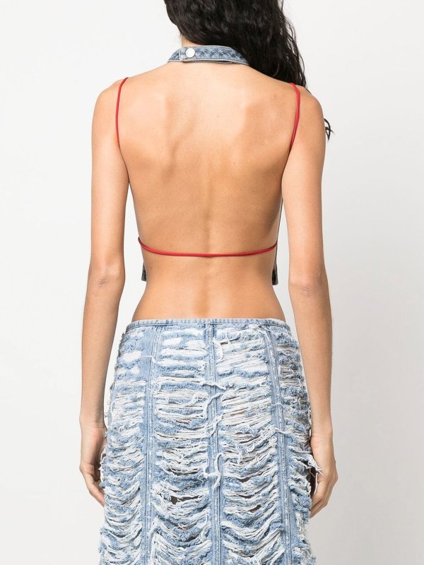 Diesel Logo-plaque denim top - Blue - Women | A108620LICI01