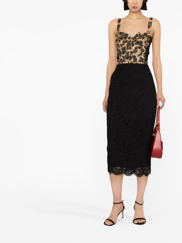 iKRIX DOLCE & GABBANA: Knee length skirts & Midi - High waisted lace-detail skirt