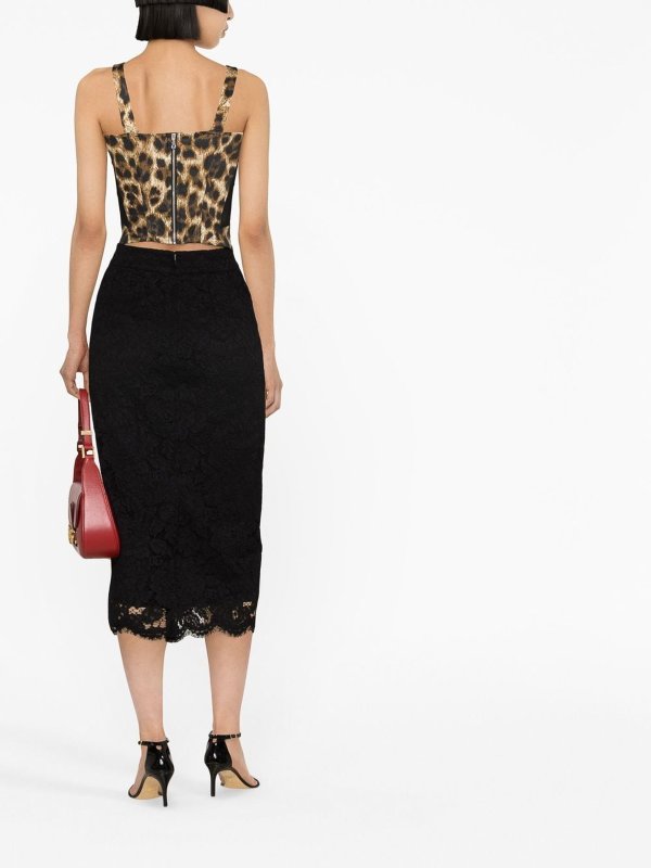 High waisted lace-detail skirt shop online: DOLCE & GABBANA