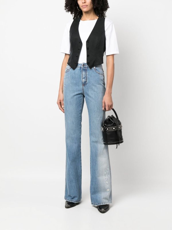 ERMANNO SCERVINO: flared jeans online - Flared faded jeans with ripped details