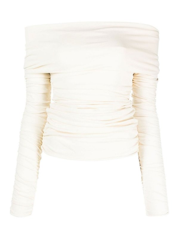 KHAITE: Tops & Tank tops - Ruched off-shoulder top