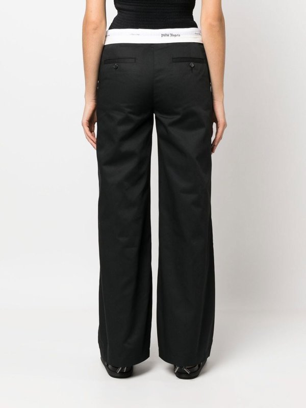 Reversed waistband straight leg trousers shop online: Palm Angels