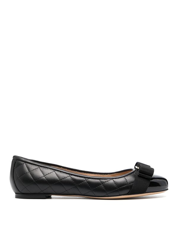 SALVATORE FERRAGAMO: flat shoes - Quilted leather flat with bow