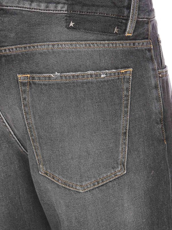 Wide leg Jeans with faded effect and logo shop online: GOLDEN GOOSE