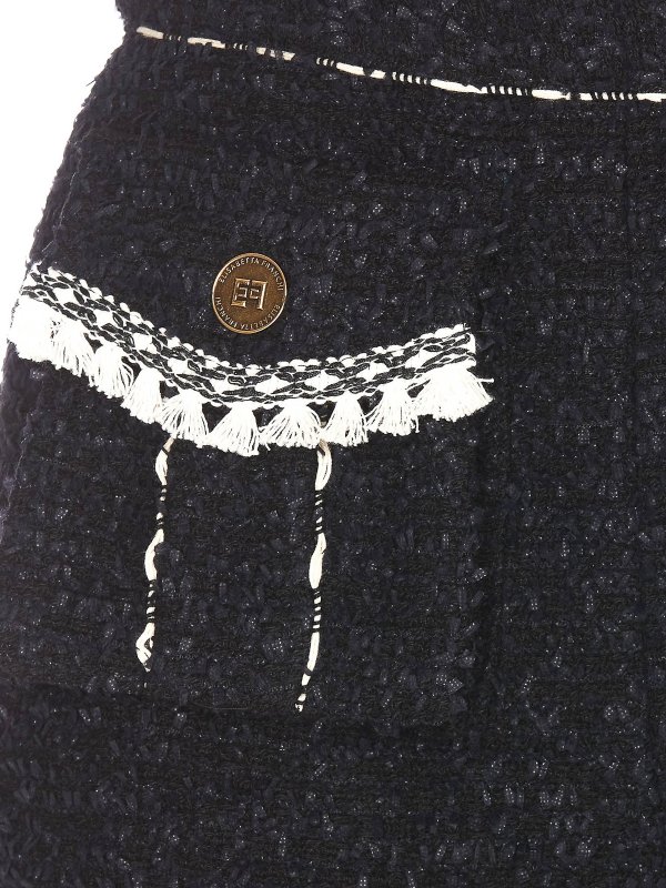 Short skirt in tweed with fringe details shop online: ELISABETTA FRANCHI