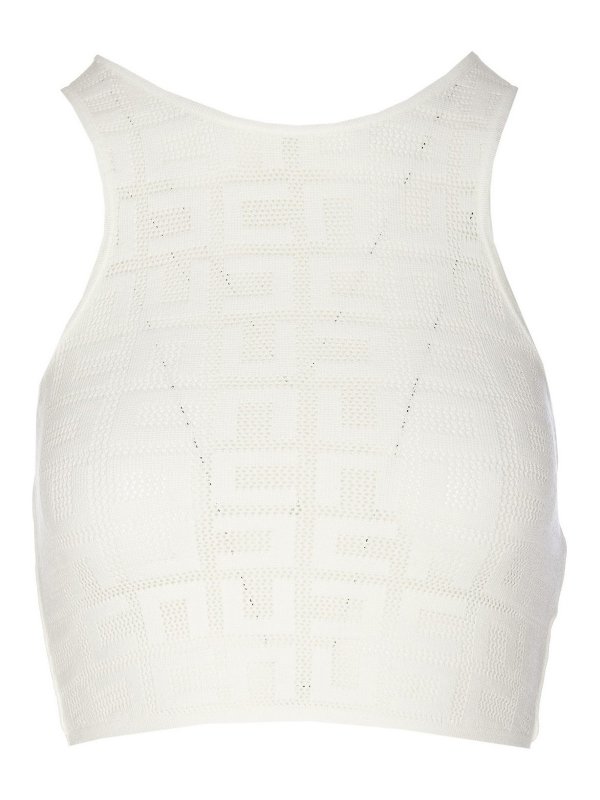 ELISABETTA FRANCHI: Tops & Tank tops - Monogrammed knitted cropped top