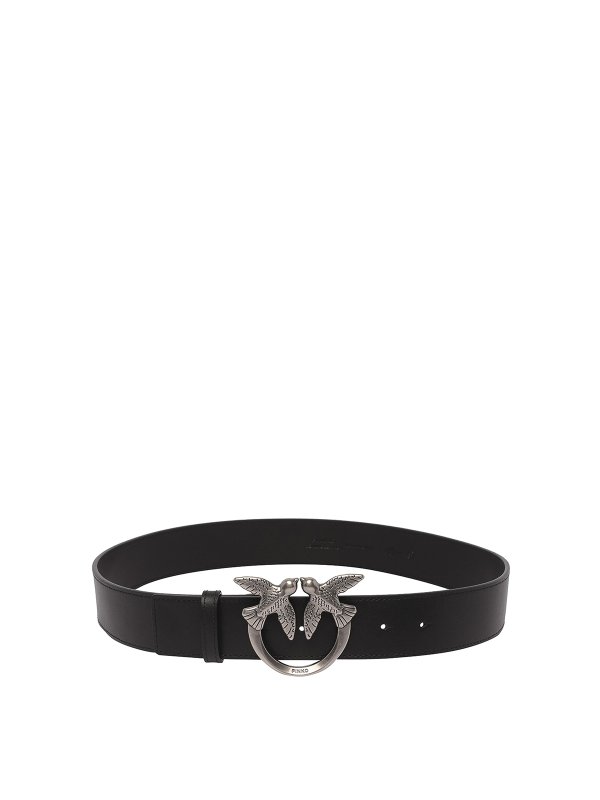 Pinko: belts - Love Berry 4 Leather belt with logo buckle