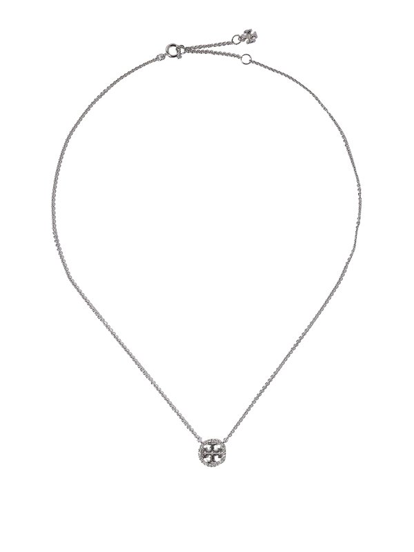 TORY BURCH: Necklaces & Chokers - Silver tone necklace with charm and crystals