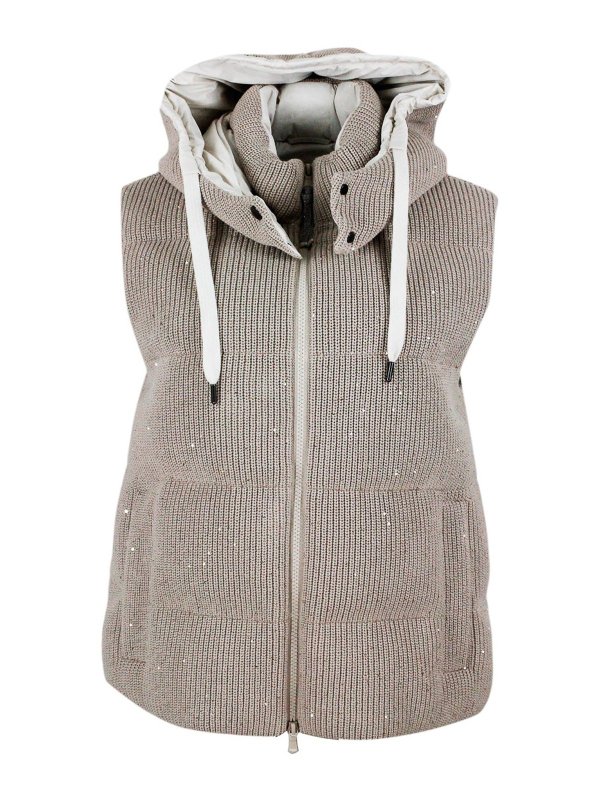 BRUNELLO CUCINELLI: ダウン・ハイテクジャケット - ダウンジャケット - ベージュ