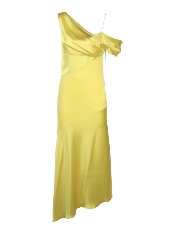 LOEWE: cocktail dresses - Satin long one off the shoulder dress