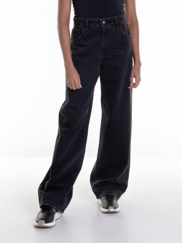 The Best Shops BLUMARINE: flared jeans - Wide leg jeans in cotton with logo