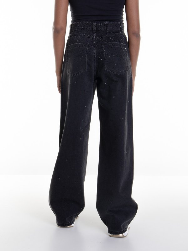 Wide leg jeans in cotton with logo shop online: BLUMARINE