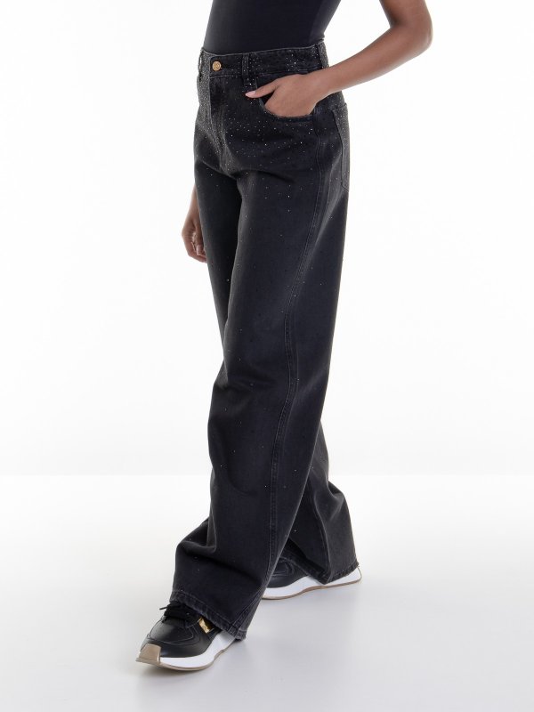 BLUMARINE buy online Wide leg jeans in cotton with logo