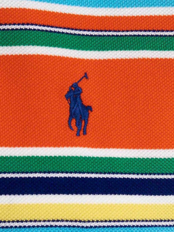 Logo embroidery stripe polo shirt shop online: POLO RALPH LAUREN